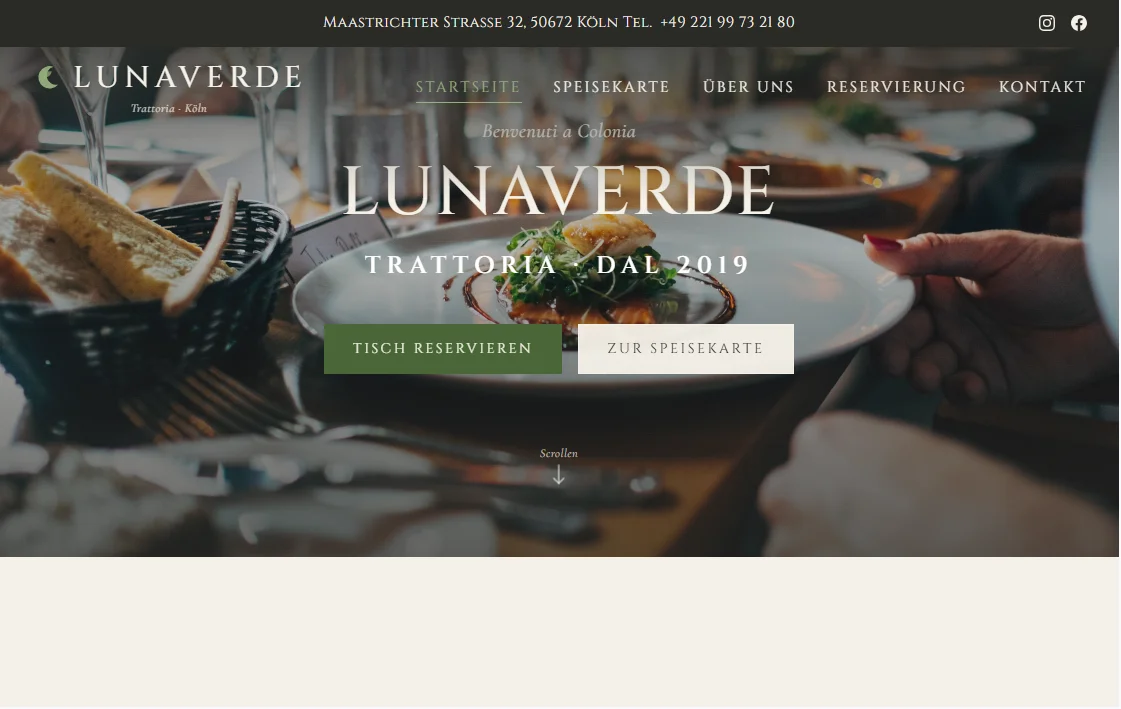 Trattoria Lunaverde – Website Vorschau
